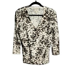 ECI Brown and Black Leopard Print Buttoned Cardigan Size Medium